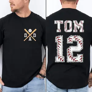 Custom Baseball Dad with Kids Number and Name, Custom Dad T-Shirt, Baseball Dad Gift, Menswear Graphic Tee