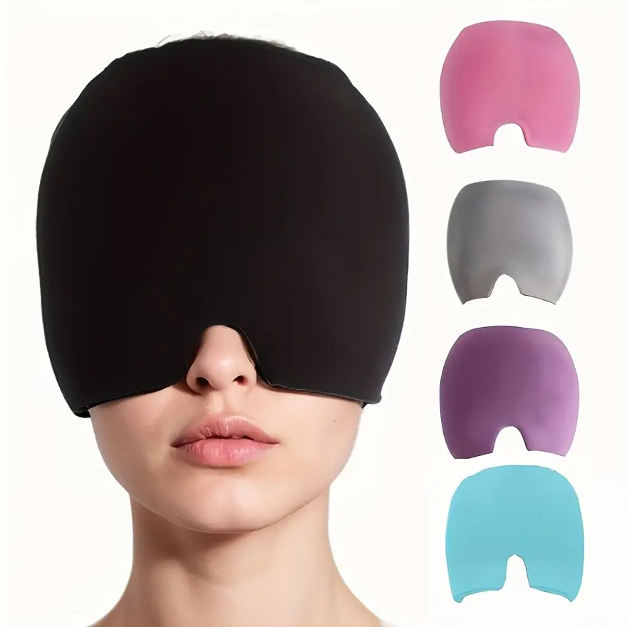 Reusable Gel Headache Hat with Adjustable Strap Lightweight Cold Compress Eye Mask, Ideal for Reusable Migraine Relief, Stress Relief Fever Multiple Uses