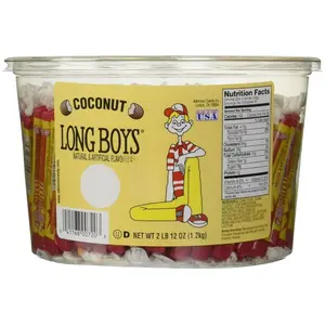 Atkinson Candy Long Boys Coconut Tub - Creamy Caramels & Real Coconut Flakes Fresh Quality Candy 130 Pieces 12 Ounces US Made Snack Sweet Bonbon Drinks
