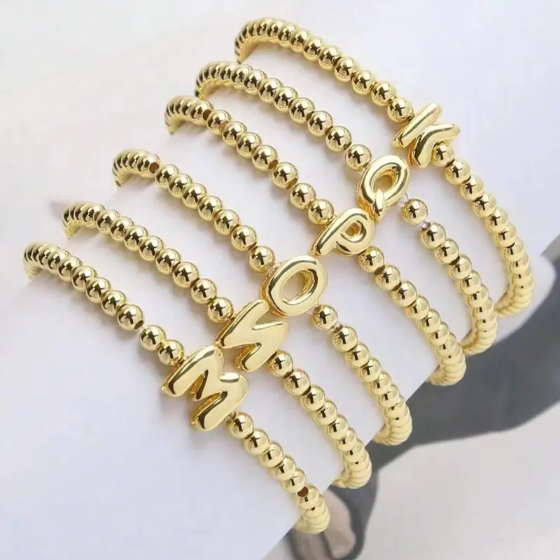 Letter Charm Decor Beaded Bracelet, Initial Charm Bracelets, Stylish 26 Letter A-z Personalized Beaded Bracelets for Women, Trendy All-match & Exquisite for Gift, Trendy Stackable Bracelet, Trendy Bangles, Letter Link Bracelet, Jewelry Bracelet