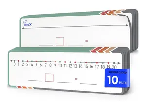 Scribbledo Dry Erase Number Line Sheets 4" x 12" Reusable Write and Wipe Math Practice Sheets 10 Pack for Classroom Students and Homeschool Learning