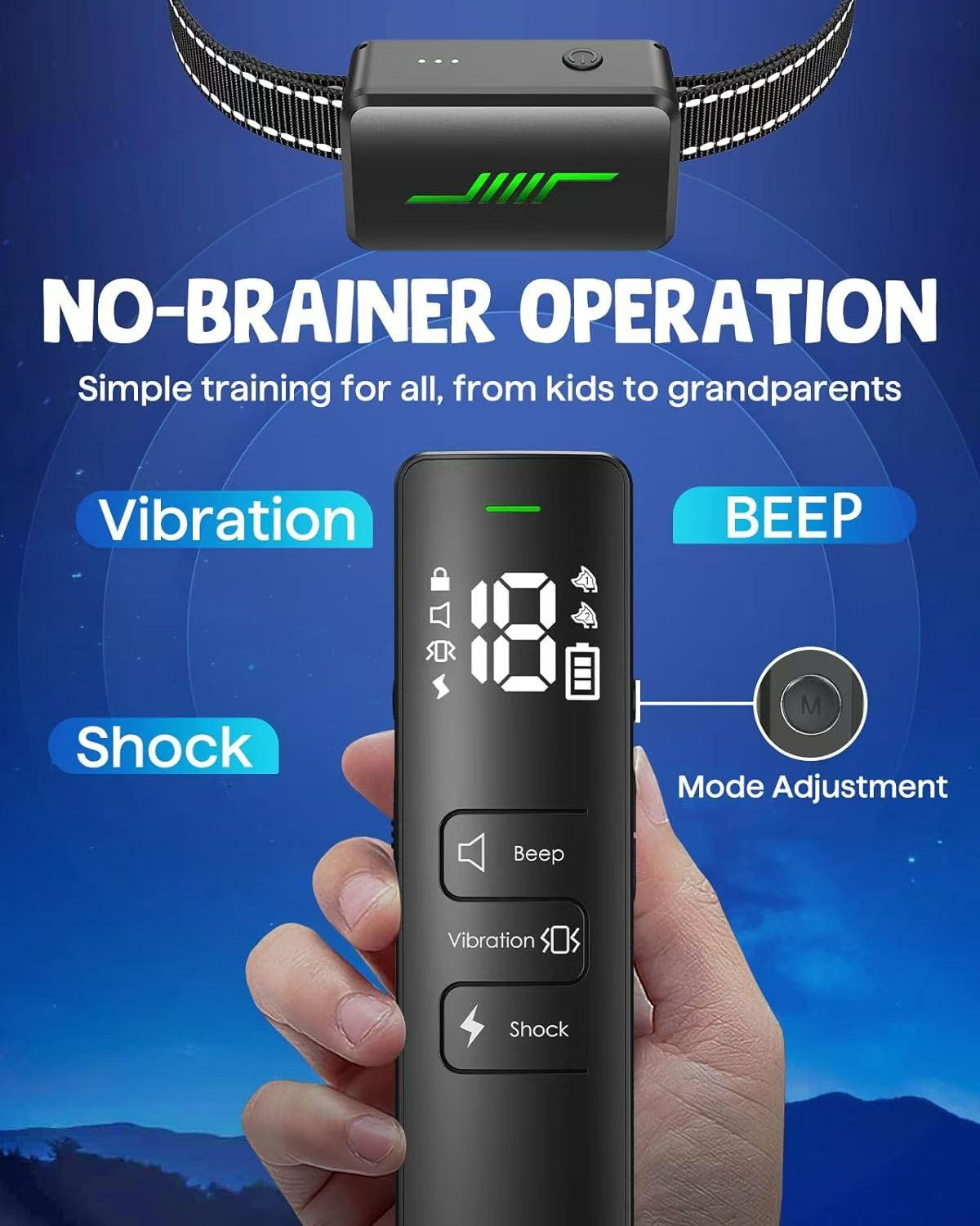 Electric Collar for Dogs with 3 Modes BeepVibration, Shock, Dog Finder (Black)