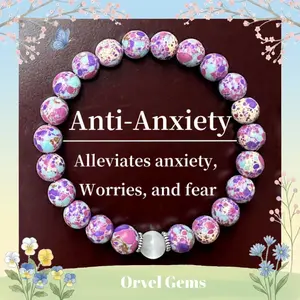 Purple Emperor Stone & Moonstone Bracelet – Anti-Anxiety Crystal Beads | Calming, Balance & Emotional Support Jewelry for Women & Men