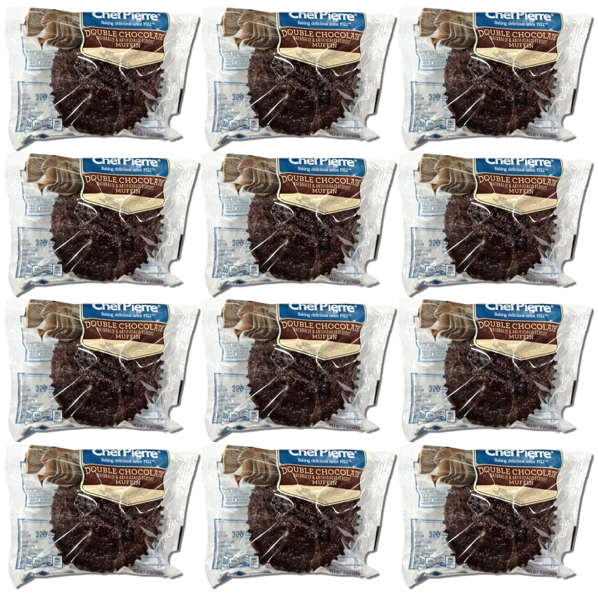 Chef Pierre Chef Pierre Double Chocolate Muffins Individually Wrapped, 4 oz Bakery Muffins, Pack of 12