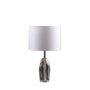 YYDS 19" Dodecahedron Solid Crystal Prism Table Lamp in Chrome Silver
