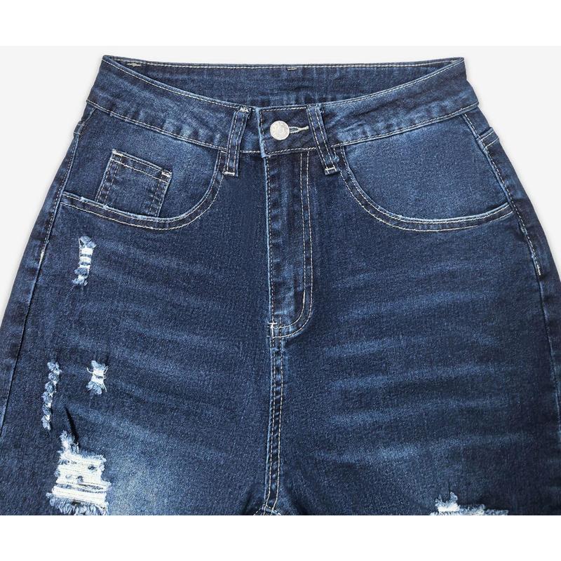 EVALESS Women's High Waist Plenty Stretchy Trouser Jeans Tummy Control Lightweight Ripped Boyfriend Distressed Straight Leg Ankle Pants Denim Jeans 2025 Trendy Womenswear Outfits