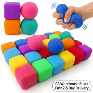 5/10/20/30 Pcs Squishy Stress Balls (Squares & Rounds Mix), Stress Relief Fidget for Adults, Fun Party Decorations and Gift Bag Fillers, Slow Rising Assorted Squishies Squishies Stretchy Anxiety Fidgets