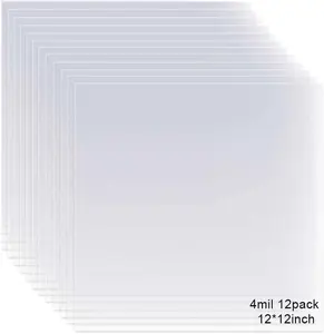 12 Pack 4 Mil Clear Mylar Stencil Sheets, 12" X 12" Blank Stencils, Reusable Template Material, Make Your Own Stencil Compatible Vinyl Cutting Maching Egosky