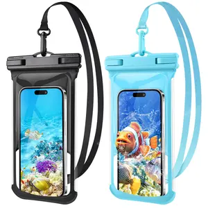 2 Pack Waterproof Phone Pouch- 3D Design 7.5" Waterproof Case for iPhone 16 Pro Max Samsung, IPX8 Cellphone Dry Bag Beach Cruise Essentials Black+Blue