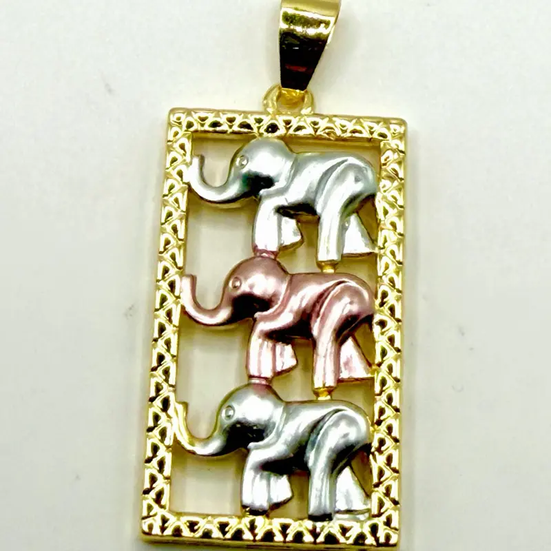 Elephant Pendant Yellow gold filled charm oro laminado elefante