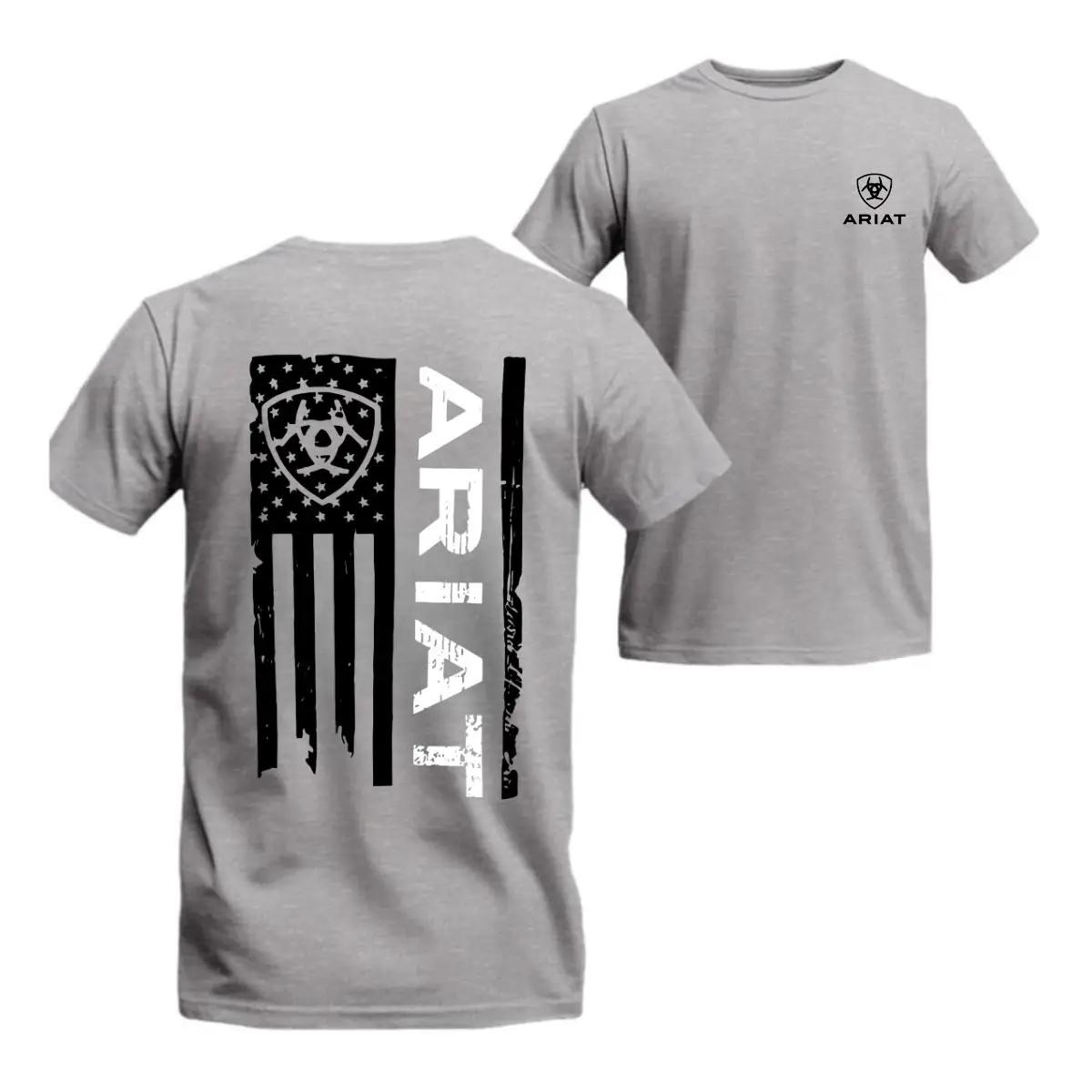 [Sale up to 50%] Ariat T-Shirt - Bold Patriotic Artwork Featuring Flag, Logo, and Western Rifle, Unisex Short Sleeve Tee