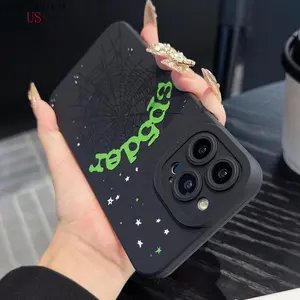 Spider Web Pattern Phone Case Soft TPU Full Body Shockproof Protective Cover for iPhone 11 12 13 14 15 16 Promax 17 Air Pro Max Black Protection Smartphone Screen Protector Cellphone Casing