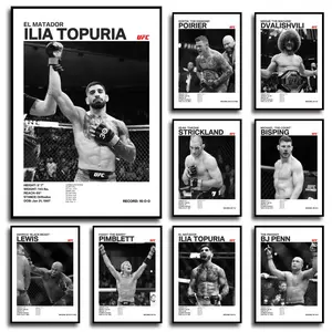 Black and White Boxing Legends ILIA TOPURIA Canvas Poster Boxing Fighting Canvas Print Painting Wall Decor for Gym Home Decor Aesthetic Design Decoration