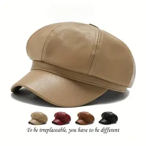 Black Newsboy Cap for Men & Women – Classic Octagonal Beret Hat, Breathable Fall Winter Fashion