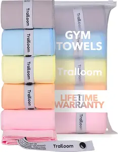 Quick-Dry Gym Towels, Soft & Absorbent Microfiber Towels for Sweat, Perfect for Workout, Yoga & Travel (5 Pack Pastel)