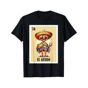 Funny El Guero Mexican T-Shirt for Men - Funny Blonde Hairstoke Graphic Tee - Black Shirt with Sombrero & Beer Bottle - Birthday, Party, Cinco de Mayo Gift Idea - Soft Breathable 100% Cotton Casual Crewneck Top