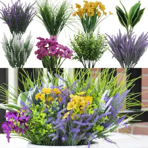 25    Outdoor with Artificial Lavender Flower UV Resistant Faux ery  for Home Planter Garden Patio Front Porch Yard Decor