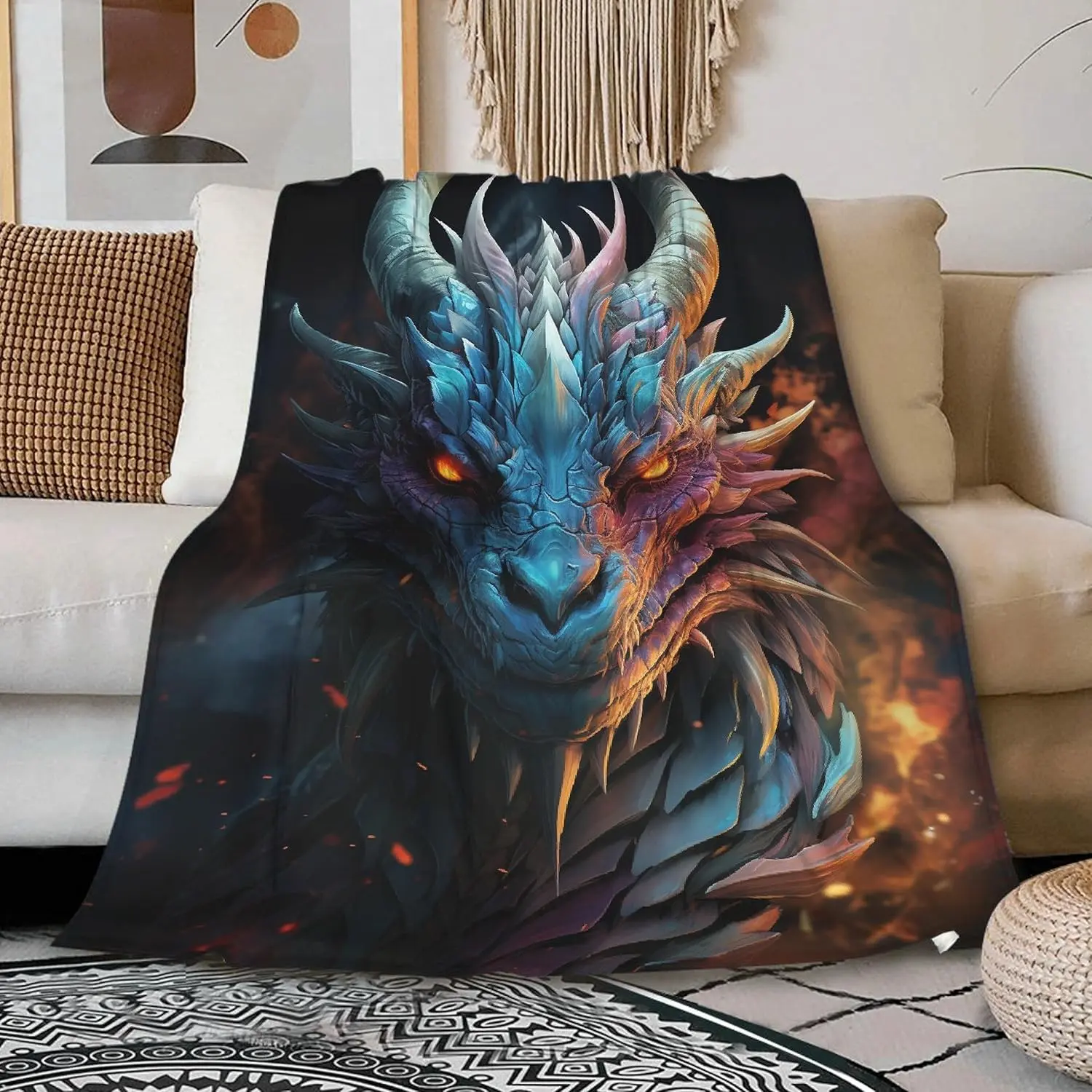 Ultra Soft Flannel Fleece Throw Blanket Dragon All Season Warm and Cozy Quilt Blanket for Bed Sofa Couch for Kids