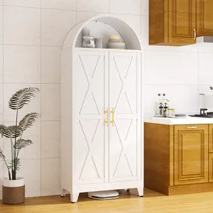 73-inch metal storage cabinet, 2 doors, 5 shelves, adjustable dividers, large-capacity narrow design; suitable for bedrooms, living rooms, entryways, hallways, and kitchens; industrial-style steel wardrobe frame farmhouse kitchen pantry cabinet utility