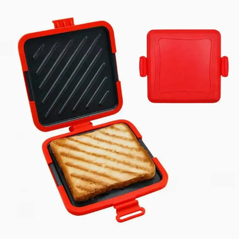 Food-Grade Silicone Microwave & Oven Sandwich Grill Press - Compact, Easy-to-Use, Portable, Space-Saving Kitchen Fixture Accessory for Cheese, Steak, Chicken Wings, Dishwasher Safe