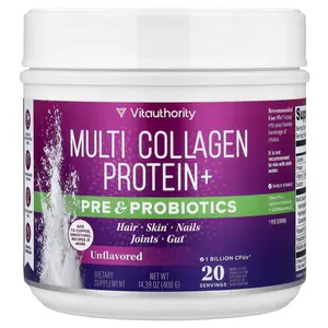Vitauthority Multi Collagen Protein+ Pre & Probiotics, Unflavored, 14.39 oz (408 g)