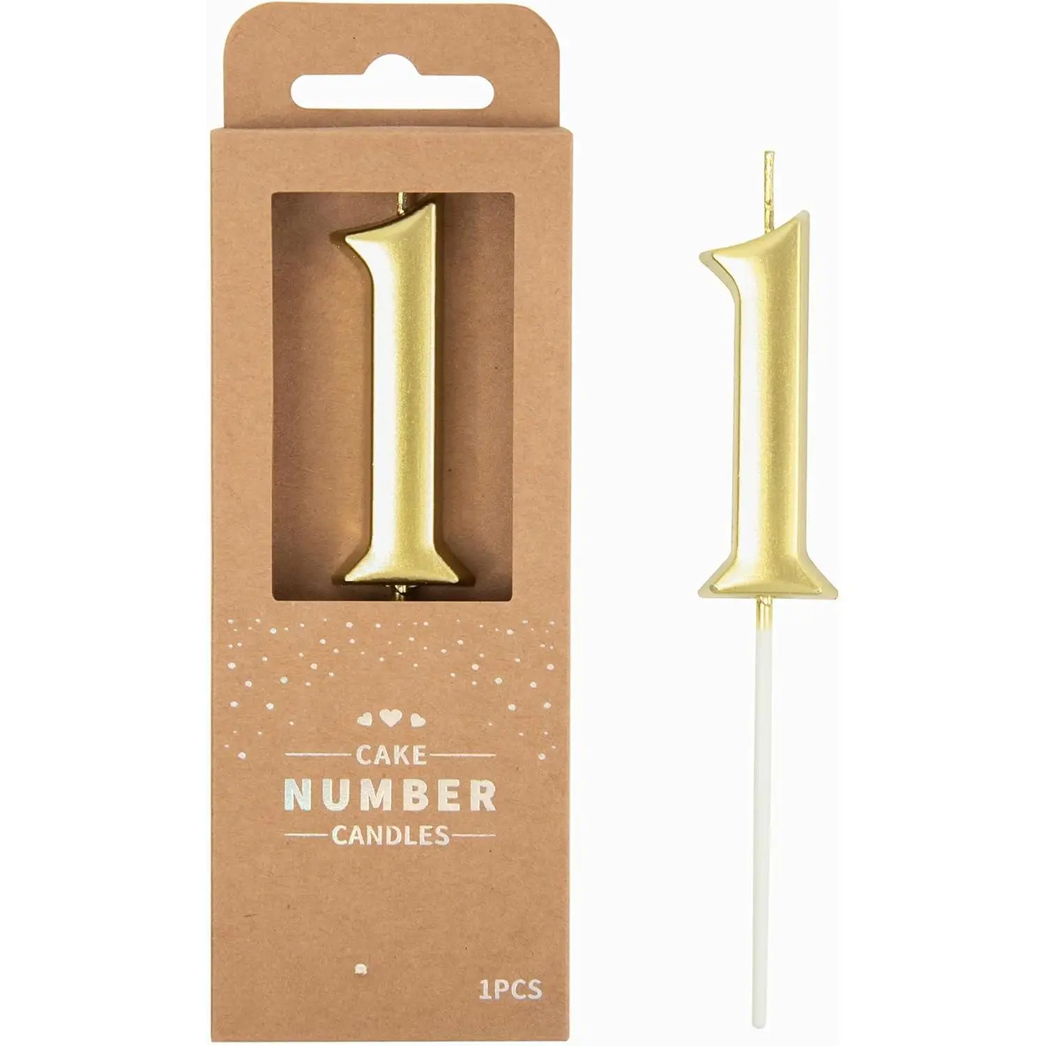 2.76 Inch Elegant Gold 1 Number Birthday Candles, Gold Number Candles, Cake Number Candles, Party Celebration