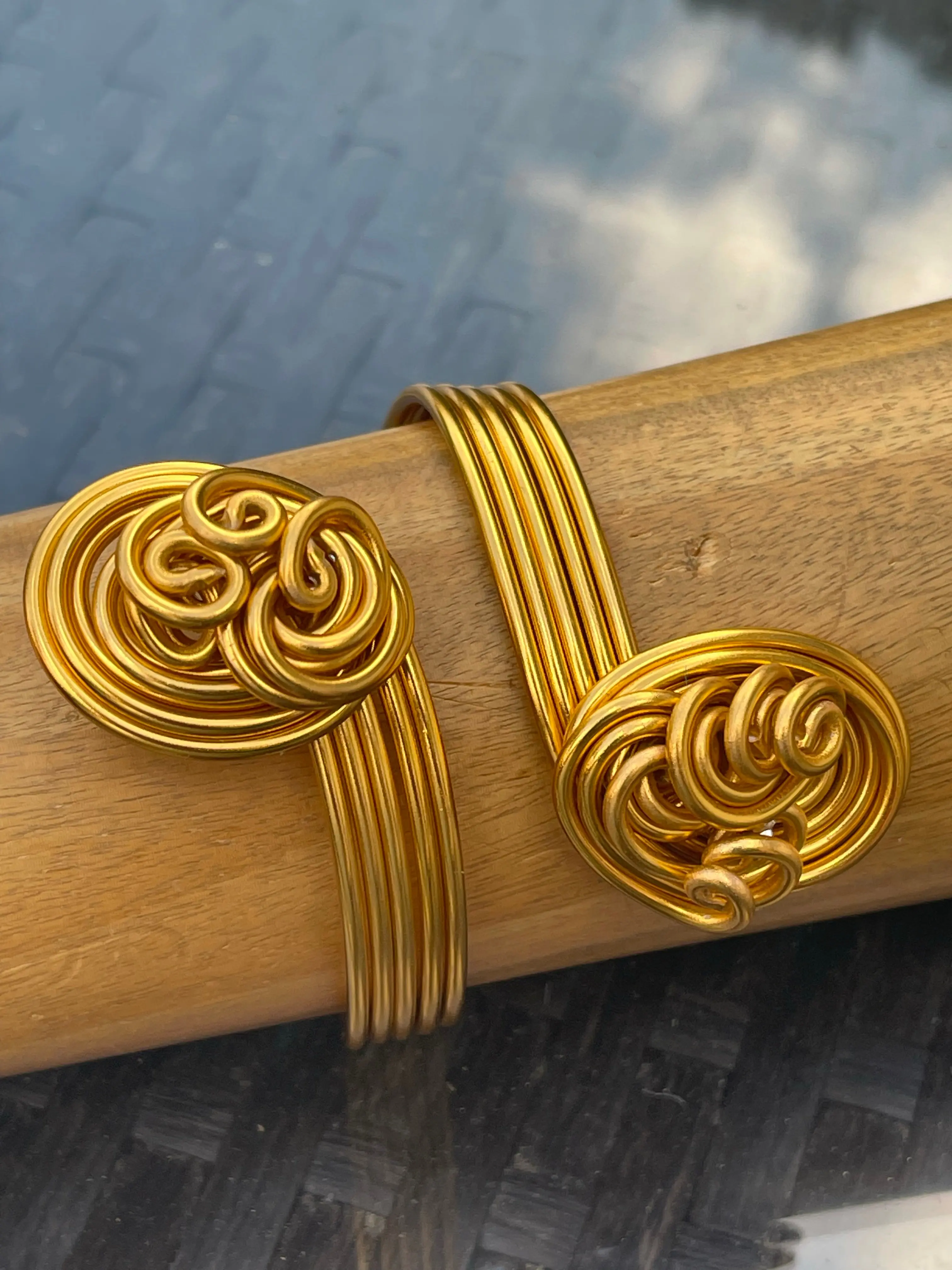 Gold Aluminum Wire Cuff Bracelet