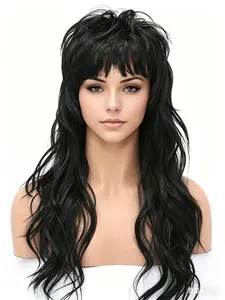 Mullet Wavy Wig with Bangs, Synthetic Cosplay Hair for Women, Stylish and Versatile Wig for Costume Parties and Daily Wear