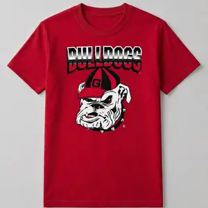 [MADE IN US] Bulldog T Shirt, Graphic University Of Georgia Bulldogs Logo Soft Cotton Tee, Perfect Gift For Fans And Alumni Of UGA Bulldogs Football Team