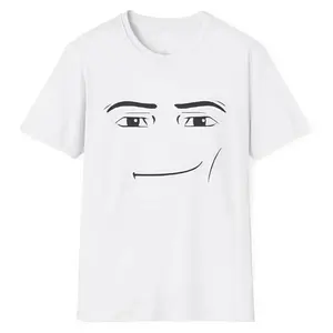 Roblox Minimalist Face Graphic T-Shirt Sarcastic Expression Tee Unisex Casual Streetwear Crewneck Short Sleeve Top For Men And Women Shortsleeve White Tshirt