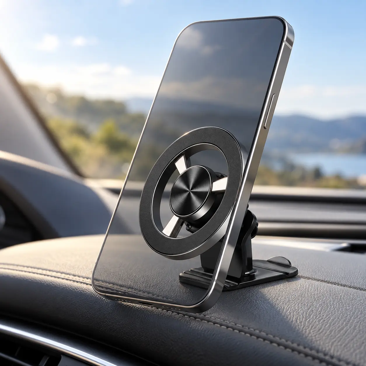 Magnetic Phone Mount for Car, Dashboard Adhesive Base Phone Holder with Adjustable Viewing Angle, Hands-Free Navigation Accessory for iPhone and Android, Phone Holder For Car,toolupgrade
