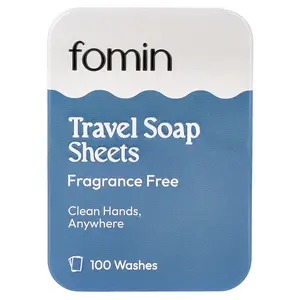fomin Travel Soap Sheets, Fragrance Free, 100 Sheets