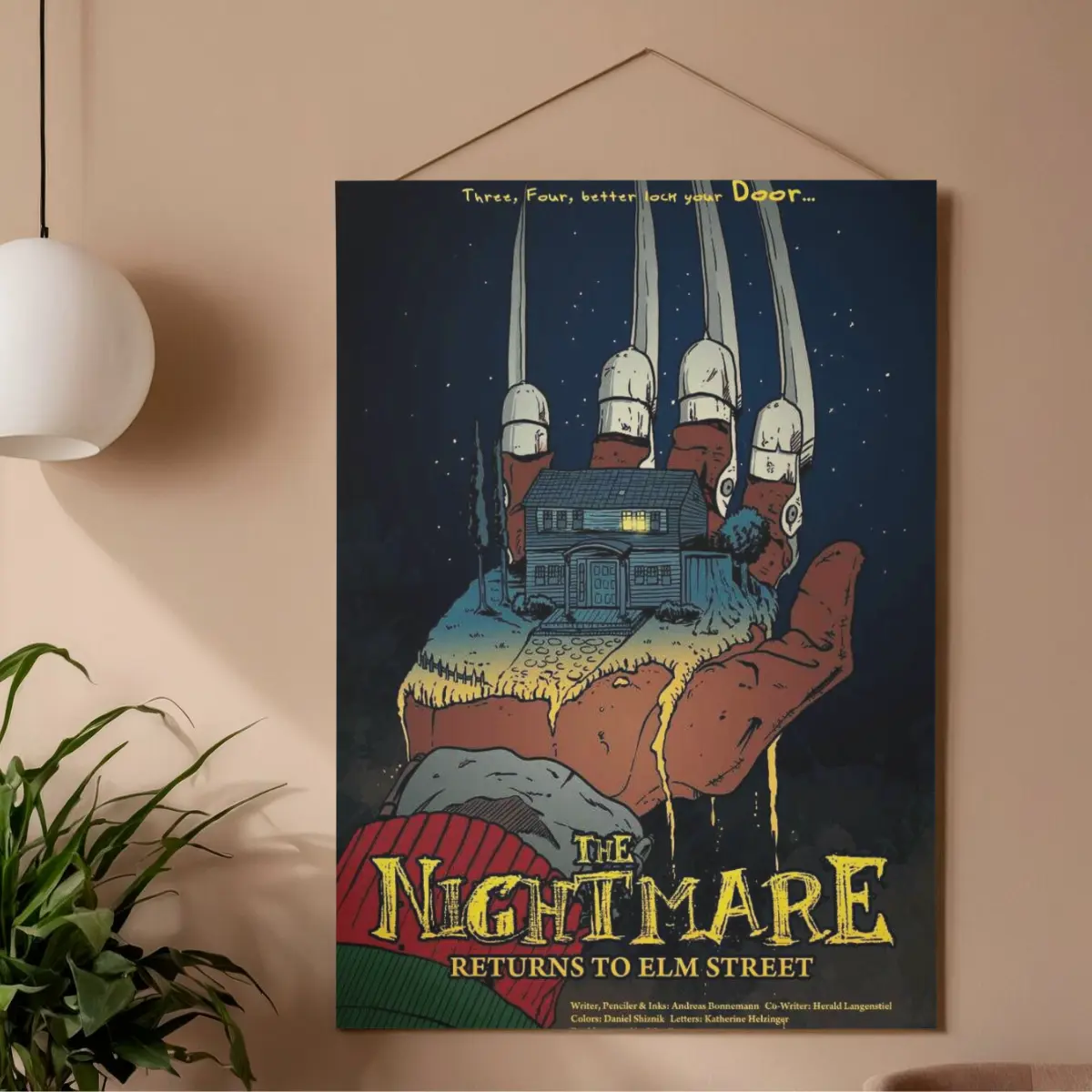 Nightmare Horror Poster, Retro Slasher Movie Wall Art, Dark Halloween Decor Poster