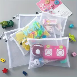 9-Piece Multi-Size Mesh File Organizer Bag Set with A6 A5 A4 Sizes, Breathable Nylon Zip Closure, Clear Pencil Case, Color-Coded Puzzle Separators for Office Travel Home Use