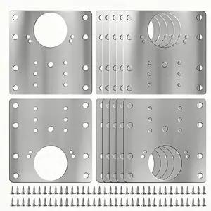 6 count Cabinet Hinge Repair Plate Kit:  Durable Door Hinge Repair Kit Plate Stainless Steel, Large Hinge Repair Board with Mounting Screws for Kitchen Cabinet, Cupboard Doors and Furniture
