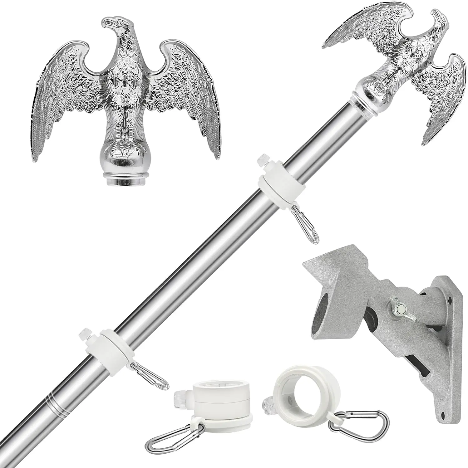 6 FT Flag Pole for Outside House with Eagle Topper, Stainless Steel Flag Pole Kit with Flag Pole Holder, House Flag Poles for 3x5 Flags Outdoor()
