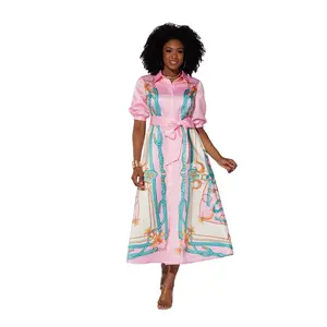 Scarf-Print Maxi Shirtdress by EY Boutique