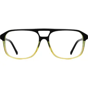 Fytoo Modern Rectangle Glasses | Black & Yellow Acetate Frame with Detachable Lenses | TikTok Minimalist Unisex for Gaming & Work | High-Value Everyday Glasses FT838276-01