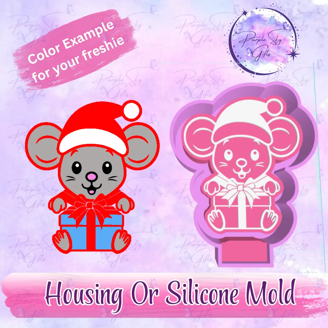 Christmas Mouse Freshie Silicone Mold - Flexible Moulds, Silicone Molding Moulds for DIY Candle & Soap Making, Flexible Silicone Moulds