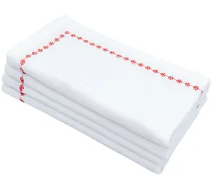 Snowflake Napkins - Red Embroidered