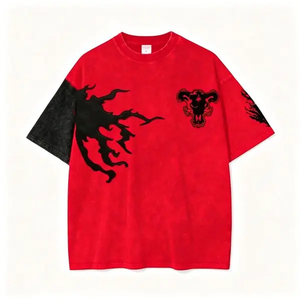 Black Clover Asta Demon Tee, Embroidery Short Sleeve Shirt, Unisex Oversized Streetwear Top for Anime Fans