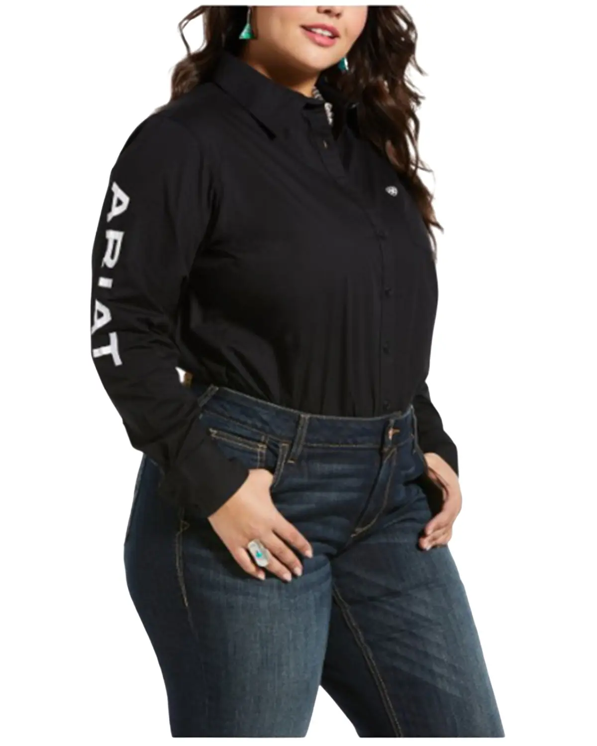 Ariat Women's Women'S Team Kirby Stretch Logo Long Sleeve Shirt Plus - 10033034-Plus