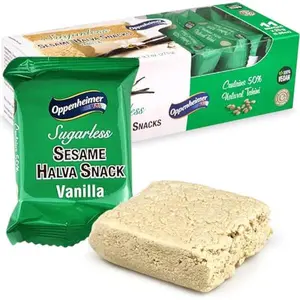 Sugarless Sesame Halva Snacks Vanilla Flavors - Delicious Sweet Israeli Mini Snacks Sesame Tahini Bars for Melt-in-Your Mouth Delight, Perfect Halvah for Any Occasion - Vegan, Kosher - 11 Pack, 9.7 Oz