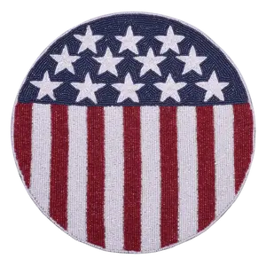 USA Patriotic Flag Round Beaded Placemats