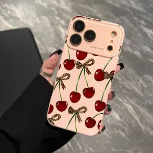 Edgy Sweet Cherry Leopard Print Ins Style Phone Case Ultra Skin Friendly Touch All Inclusive Lens Compatible with iPhone 17 16 15 14 13 12 Plus/Air/ProMax/Pro,making it an ideal holiday gift for friends or family.
