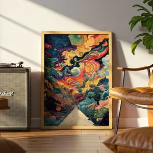 Maximalist Trippy Digital Wall Art, Cool Art Prints, Psychedelic Wall Art, Trippy Highway Poster, Surreal Art1