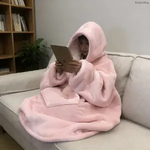 Bohemian Style Cozy Oversized Hoodie Blanket, Super Soft Reversible Fleece Wearable Blanket with Kangaroo Pocket, Warm Lightweight & Machine Washable, Perfect Loungewear for Daily Relaxation, Home Lounging, Napping & Casual Winter Use