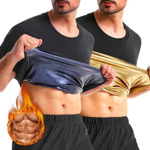 1/2Pack Men's Short Sleeve Compression T-Shirt Sweat Suits Shirt Waist Trainer Body Shaper Gym Exercise Workout Sports Shapewear Top