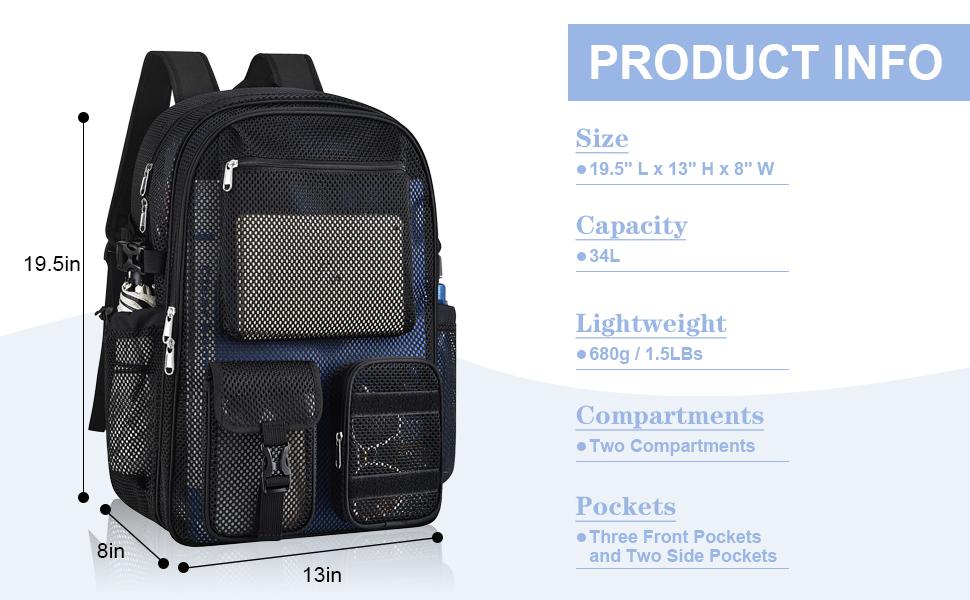 Mesh Backpack for School 36L Large Capacity Stylish Daypacks with Inner Laptop Compartment Lightweight Unisex Design for Adults Girls & Boys