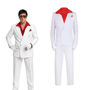 Classic Gangster Style Suit Set Retro Vintage Formal Blazer Pants Outfit for Cosplay Event Stage Performance Party Halloween Costume Adult Men Full Dress Up Suit